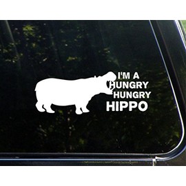I'm A Hungry Hungry Hippo!- 8-3/4" x 3-1/4" - Vinyl Die Cut Decal/Bumper Sticker for Windows, Cars, Trucks, Laptops, Etc.