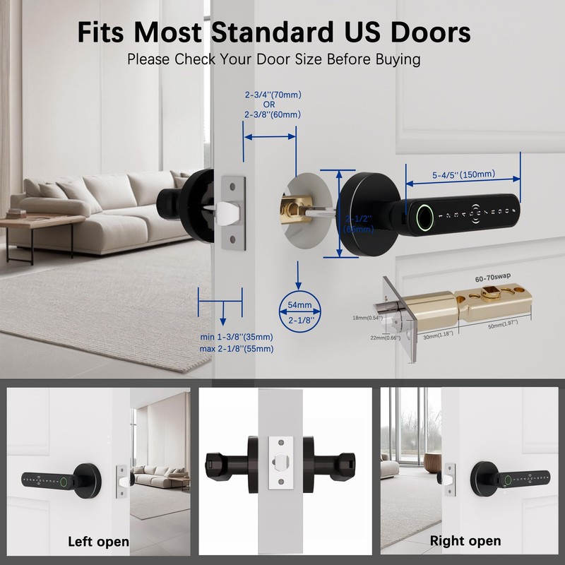 CHEN LCLILICHEN Fingerprint Door Lock Smart Door Knob with Keypad,