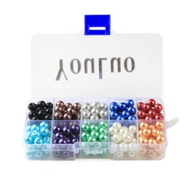 YouLuo 250Pcs Glass Pearl Beads 8mm 10 Colors Multicolor Pearl Round Loose Beads with Holes for Jewelry Making Filler Beads for Craft Bracelet Earrings Necklaces (Pearl Luster Mixed Colors #2, 8mm)