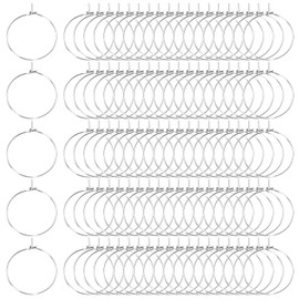 Tupalizy 100PCS Wine Glass Charm Rings Earrings Findings Beading Hoops Open Jump Rings for Jewelry Making DIY Bead Crafts Projects Wedding Christmas Birthday Party Festival Supplies (25mm, Silver)