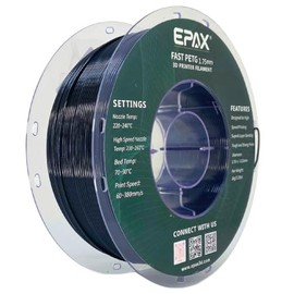 EPAX 1.75mm Black Fast PETG 3D Printer Filament, High Speed PETG 3D Printing Filament, Dimensional Accuracy +/- 0.03 mm, 1KG Spool