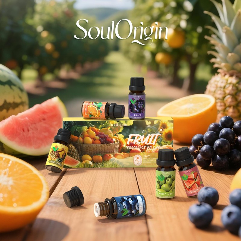 Soulorigin Fruit Essential Oils Set, Fragrance Oil Set for Diffuser,