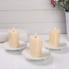 Scwhousi - Portavelas con placa de hierro blanco, juego de 3 portavelas decorativo para pilares de hierro