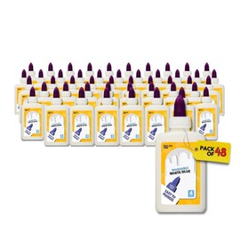 Washable Liquid School Glue Bottles White Glue 4oz, Non Toxic White Glue, 48 Count, Squeeze Bottles for Making Slime, School Supplies, Glue for Slime, Arts and Crafts