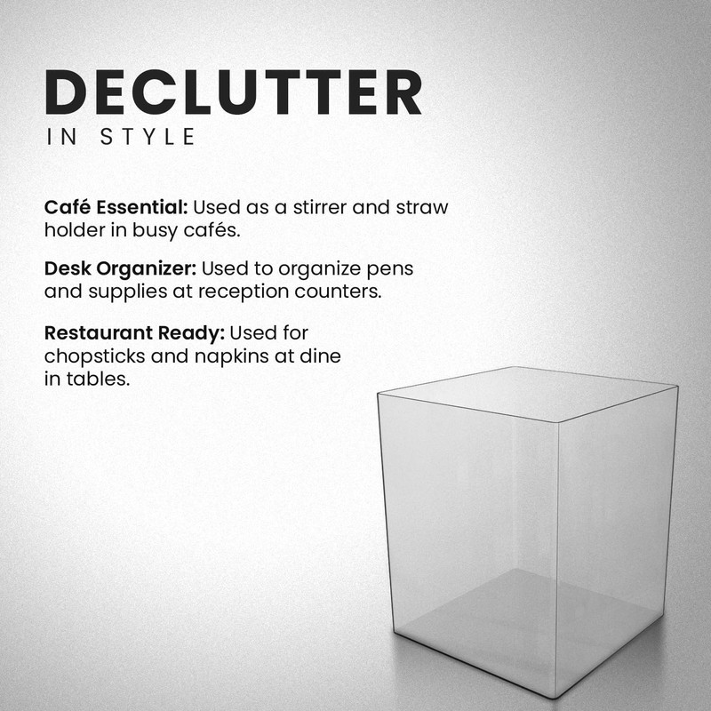 Rattleware Acrylic Straw Holder (4.3” x 4.3” x 5”) -