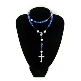 Linpeng Sky Blue Glass Crystal Pearl Beads Rosary Jewerly Kit, Rosary Making Supplies, Gift for Beader, 1 Pack