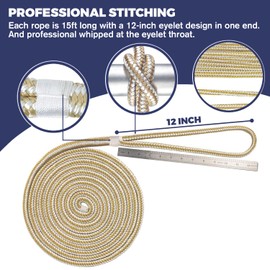 ACY Marine Double Braided Nylon Dockline (Gold/White, 3/8-Inch x 15-Feet)