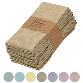 RUVANTI - Juego de 6 servilletas de tela reutilizables, lavables, suaves y duraderas, servilletas de polialgodón, Chambray, para fiestas, Navidad, Acción de Gracias, bodas, 46 x 46 cm, arena