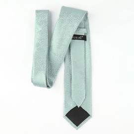 Alizeal Mens Leaves Pattern Wedding Party Tie with Pocket Square 8cm Self-tied Necktie Set, Light Mint
