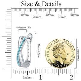 Silver Turquoise Hoop Earrings for Women 925 Sterling Silver Small Hinged Huggie Earrings Jewelry Gifts for Women Christmas, Turquoise