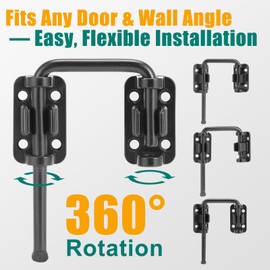 HBL' Sliding Glass Door Lock Patio Sliding Door Loop Lock – Flexible Sliding Door Latch for Uneven or Warped Doors, 2-3/8" Hardened Steel, Extra Home Security, Silver, 2 Pack