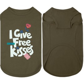 Kuoser Dog Shirt Soft Breathable Sleeveless Pet Vest with 'I Give Free Kisses' Printed Dog T-Shirt, Cute Sweatshirt for Small Medium Large Dogs Girl Boy, Cotton T Shirts Gift for Puppy, Brown S