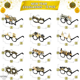 KatchOn, Happy New Year Glasses 2025 - Pack of 12 | New Years Eve Glasses for Happy New Years Decorations 2025 | Happy New Years Party Glasses, New Years Eve Party Supplies 2025 | NYE Party Supplies