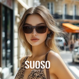 suoso Polarised Sunglasses Men Women Unisex Black Retro Ultralight Frame UV400 Protection Sunglasses Polarised Classic Glasses for Driving Business Trip Travel, 6a gradient tea brown
