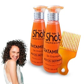 Kit Tratamiento Profesional Rizos Definidos Kolor Shot 2 Piezas 300 ml c/u, Fijador y Activador de Rizos Sin Enjuague Curly Girl, Hidrata y Nutre el C