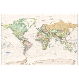 Executive Antique Ocean World Political Wall Map | 36x24 Large World Map | Detailed 2021 Wall Map of the World Poster | Fully Laminated