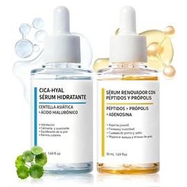 Centella Asiatica Suero y CICA Péptidos Propóleo Suero, 2 En 1 Kit de Sérum Coreana,Hidratación Profunda y Reparación, Cuidado Antiedad y Reparador,Ap