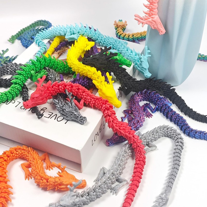TUTHKOTH 12PCS 3D Printed Dragon Figurine Collection, 11.8 inch Dragon