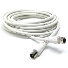 DRUT 4m RF TV Aerial Male to F Type Connector Male Plug Coaxial Coax Cable Lead 75 Ohm 3C 2V 13ft White Nickel Connectors