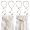Ousuwo 4Pcs Cotton Rope Curtain Tiebacks, Adjustable Handwoven Curtain Holder