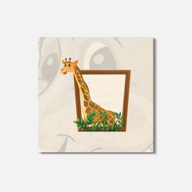 Unbranded Giraffe In Wooden Frame Animal 4'' X 4'' Square Wooden Coaster