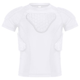 Dialudon Youth Boys Football Rib Protector Padded Compression for Football Baseball Basketball Paintball Shirt Color White Size S