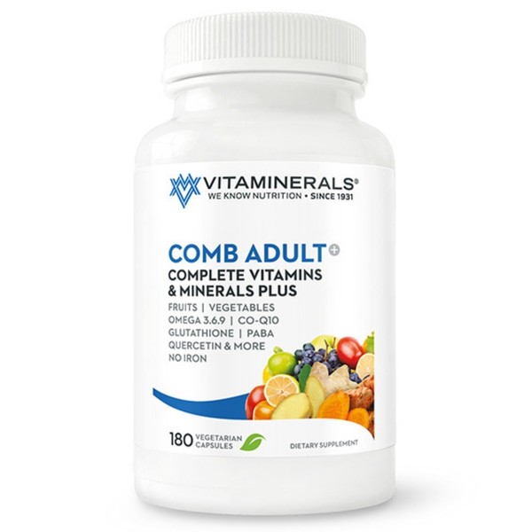 Vitaminerals CombAdult Comprehensive Vitamin & Mineral Formula | Non-GMO | Veggie Capssules (180)