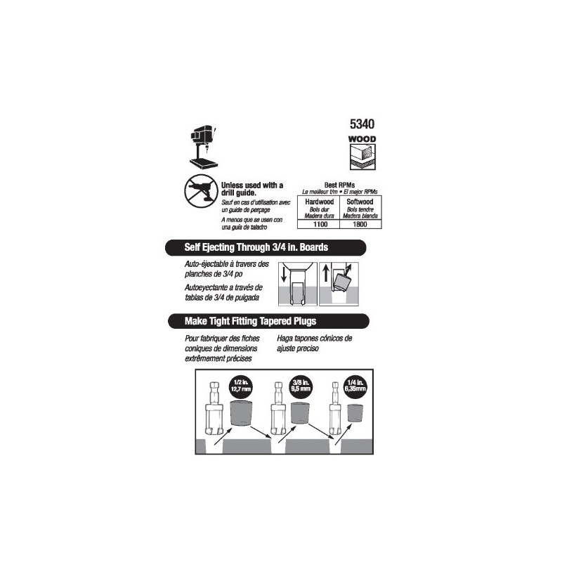 Milescraft 5340 Plug Cutter Set, 3-Piece