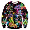 uideazone Men Ugly Christmas Sweater 3D Neon Firework Pullover Sweatshirts