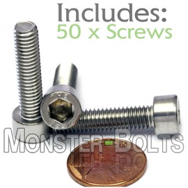 MonsterBolts - M6 x 25mm Socket Head Screws, DIN 912, Stainless Steel, 50 Pack