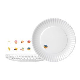 TP Upgraded Sturdy 10.5" Reusable Melamine Paper Plates, Lightweight Round Plates for Gathering Party Picnic Outdoors, Set of 8, Party Themed, White