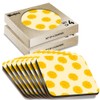 8 x Square Coasters - Yellow Marigold Flower Pattern Cork