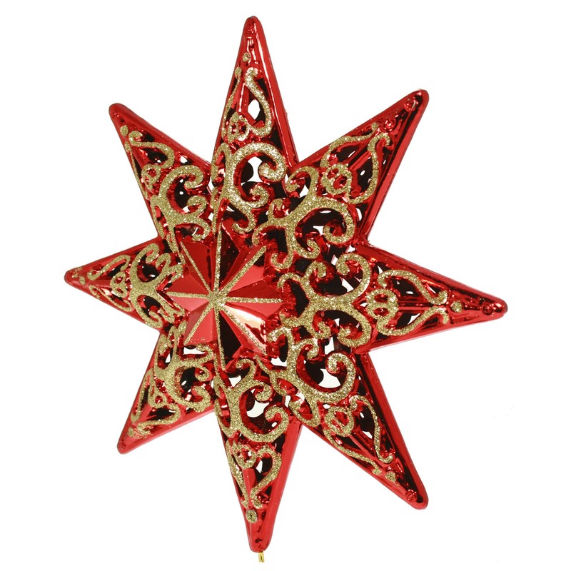 WeRChristmas Shatterproof Deluxe Christmas Star Tree Topper with Glitter, 21
