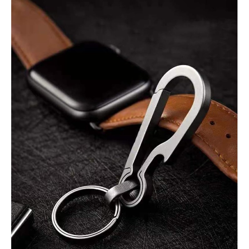 KALOLINNA Titanium Keychains, Set of 2, Carabiner Hook, Lightweight, Small,