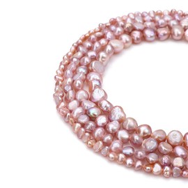 BEADIA - abalorio de perlas naturales con agujero lateral de 8 a 9 mm, color morado cultivado en agua dulce, abalorio de piedras preciosas sueltas para hacer joyas, 13.8 pulgadas/hebra
