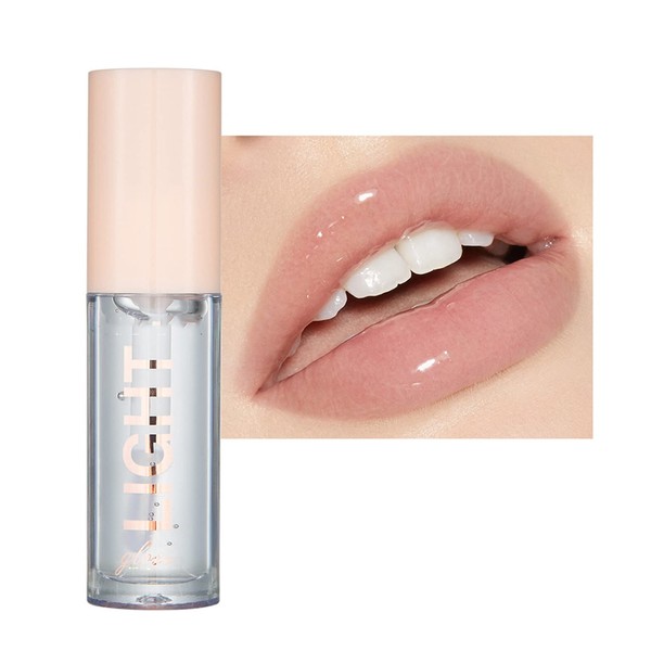 Clear Lip Gloss, Long Lasting Tinted Lip Balm Hydrating Lipstick Liquid, Waterproof Glitter Shimmer Makeup Lip Tint Moisturizer Blendable Lipgloss Lip Plumper Gloss Base For Women (801)