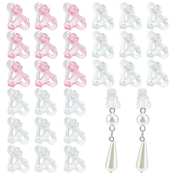 PH PandaHall 60 Pieces Clip-on Earring Converter 3 Colours Resin