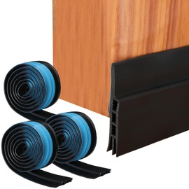 Nuanchu 3 Pcs Door Draft Stopper Adjustable Weather Stripping Door Seal Under Door Sweep for Exterior and Interior Doors, Under Door Gap Filler Door Bottom Seal Blocker Noise, 2" W x 39" L, Black
