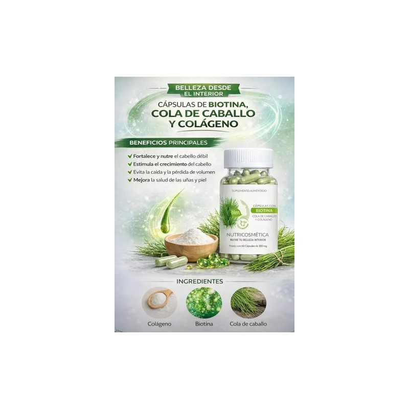 Blen Nutricosmética Biotina Colágeno 60 Cápsulas 300 Mg