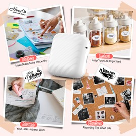 QYCHHJ Label Maker Machine with Tape Label Printer Mini Pocket Printer Portable Thermal Photo Printer with 5 Rolls of Printing Paper for Android or iOS APP, Bluetooth Inkless Labler Maker