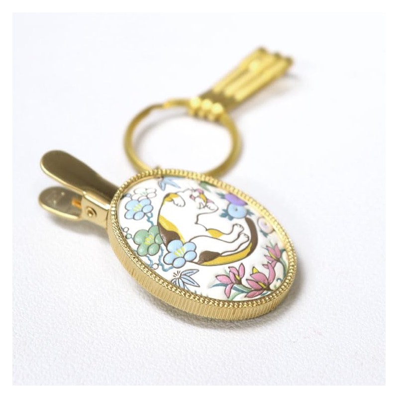 [Asakusa Bunko] Yuzen Dyeing Key Clip Cat Cat Pattern Shikunko