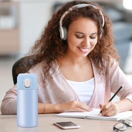 ONCCI Small Thermos Flasks, Stainless Steel, 320 ml/420 ml, Small Water Bottle, Vacuum Insulated Bottle for Hot and Cold Drinks, BPA-Free (Light Blue 320 ml)