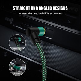 OUGCYG Aux Cable 5m 3.5mm Audio Mic Lead 90 Degree 4-Pole TRRS Male to Male Lead Headphone Mini Jack Stereo Cord Compatible with Car Aux Microphone Headset Earphone PC TV MP3 (5 Meters)