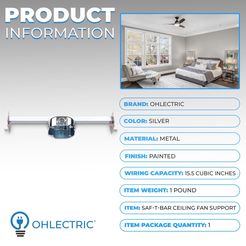 OHLECTRIC Saf-T-Bar for Ceiling Fan and Light Fixture - Ceiling