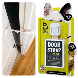 Door Buddy Pet Door Latch for Cats. Adjustable Cat Door Strap. Dog Proof Litter Box & Feeding Station Without Pet Gate. Most Customizable Cat Door Holder for Interior Door. (1, Caramel Strap)