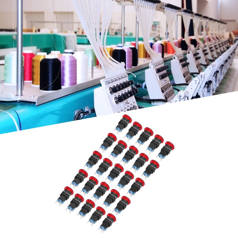 25Pcs Button Switch Mushroom Head Self Locking Push Switches with