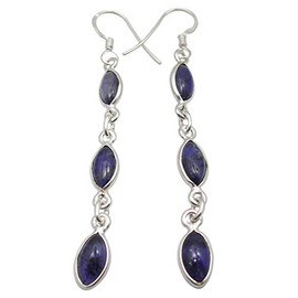 SilverStarJewel - arete largos de plata de ley 925 con diseño de cabina de Iolite Tcw 7.8 de 6,35 cm