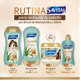 Savital Shampoo Colombiano (4 Pack) Savital Shampoo Serum de Aminoacidos y Sabila, Savital Acondicionador Aminoacidos, Savital Crema para peinar y Savital Tratamiento de Aminoacidos y Sabila