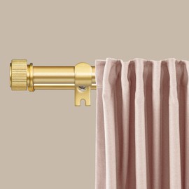 Urbanest 5/8" Diameter Adjustable Double Drapery Curtain Rod Set with Poignee Finials, 28"-48", Matte Gold