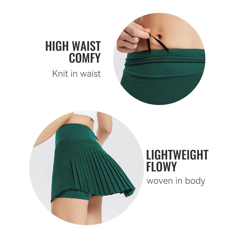 Baleaf - Falda de tenis plisada para mujer, pantalones cortos
